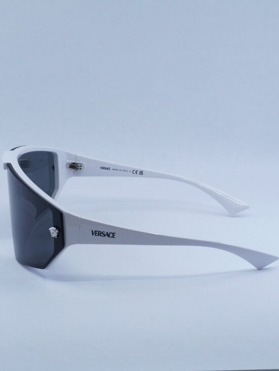Versace VE4461 314/87 Shield Sunglasses – White/Grey with Mirror Silver Clip-on main image 9